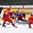LUCERNE, SWITZERLAND - APRIL 19: Slovakia's Peter Horvath #6 scores a first period on this play against Russia's Ilya Samsonov #30 while Alexander Kozyrev #4 and Alexander Yakovenko #14 defend during preliminary round action at the 2015 IIHF Ice Hockey U18 World Championship. (Photo by Matt Zambonin/HHOF-IIHF Images)